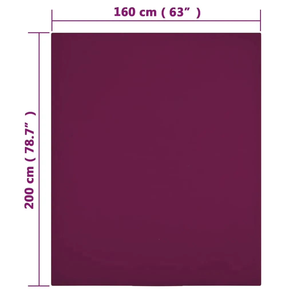 vidaXL Jersey Fitted Sheet Bordeaux 160x200 cm Cotton