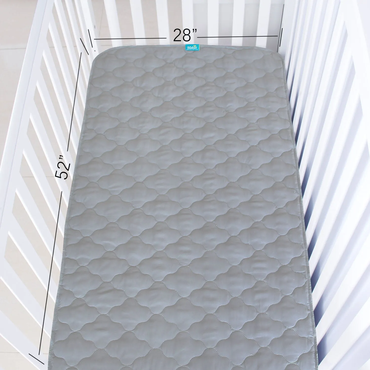 Waterproof Crib Mattress Protector Pad | Bed Pad Mat - 52" x 28", Anti Slip & Durable, Grey