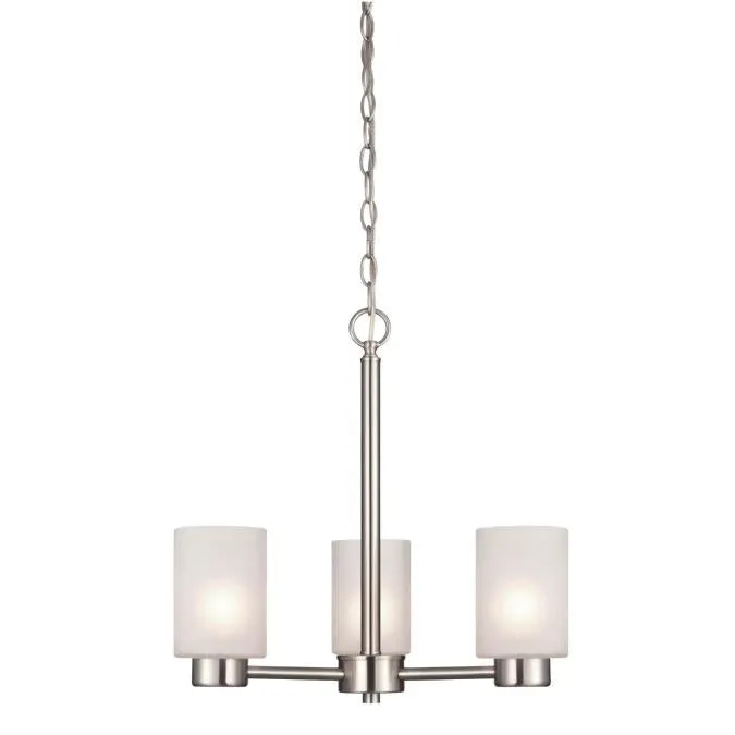 Westinghouse 6227500 3 Light Chandelier Brushed Nickel Finish with Frosted Seeded Glass