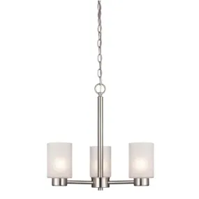 Westinghouse 6227500 3 Light Chandelier Brushed Nickel Finish with Frosted Seeded Glass