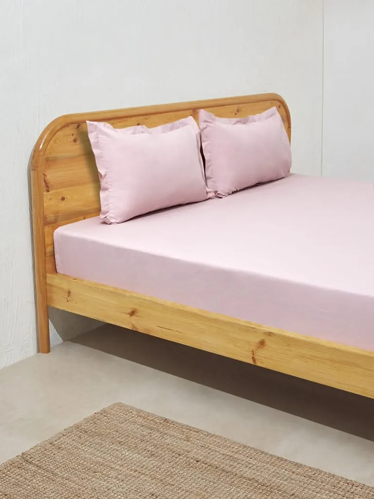 Westside Home Pink Solid King Bed Flat Sheet and Pillowcase Set