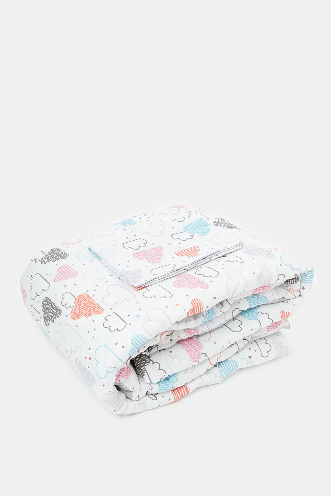 White And Grey Cloud Printed Kids Comforter (Single Size)