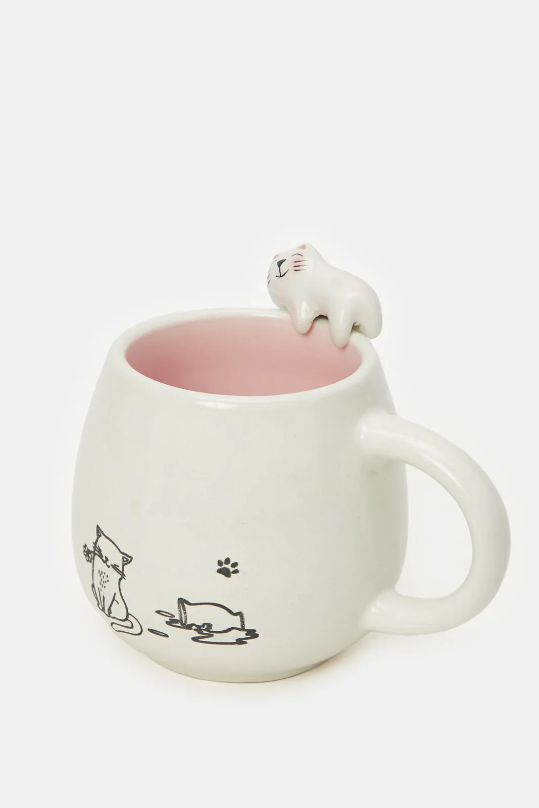 White And Pink Cat Mug