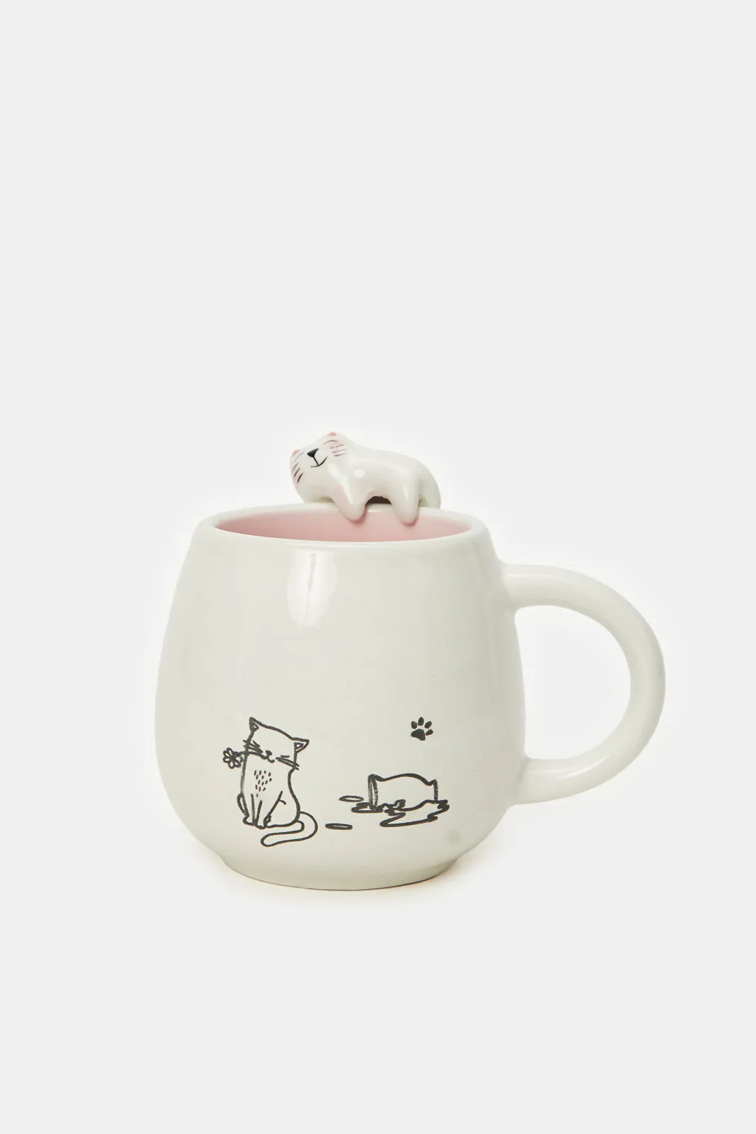 White And Pink Cat Mug