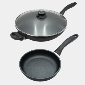 XD Nonstick 8" Fry Pan & 12.5" Wok with Glass Lid Set